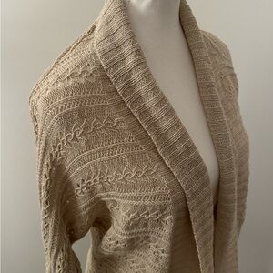 St. John’s Bay Beige Lightweight Knit Open Sweater Cardigan Size M
